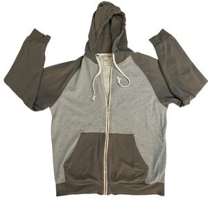 CHOR Mens XL Full Zip Hoodie Grey Charcoal Colorblock Raglan Sweatshirt RN109359